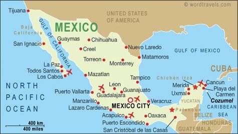 žemėlapis Mexico šalis