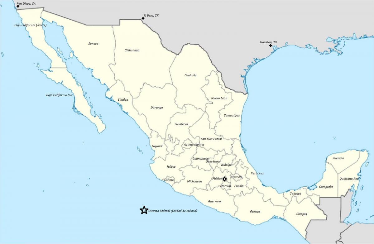 Meksikos valstijų žemėlapis