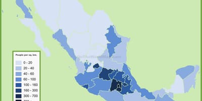 Gyventojų tankumo žemėlapis, Meksika