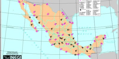 Žemėlapis Meksika oro uostai