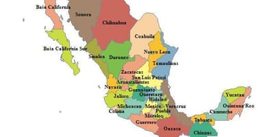 Žemėlapis Meksikos provincijos