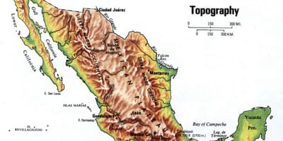 Meksika topografinis žemėlapis